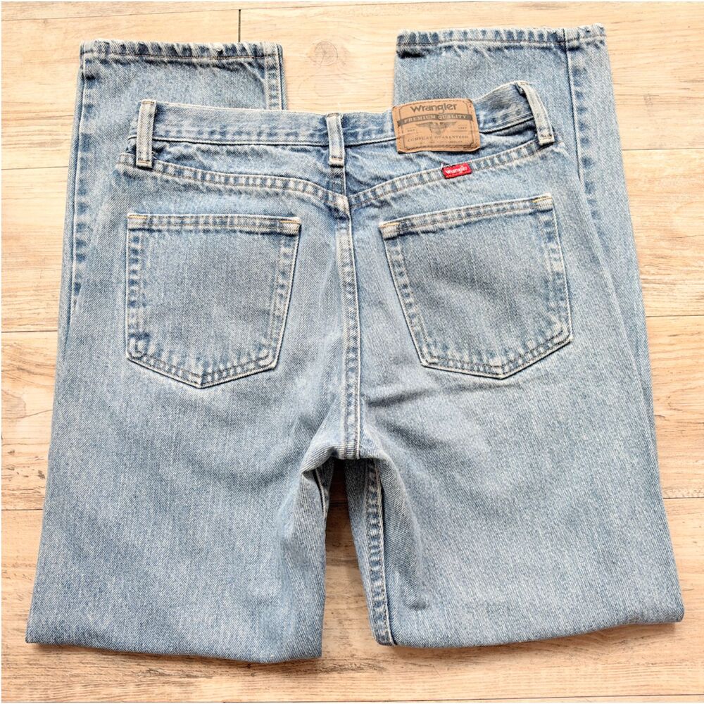 Vintage Wrangler Light Wash Jeans 26x28 Straight Leg Cowboy Western Denim